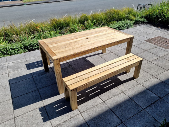 OUTDOOR TABLE AND BENCHES
