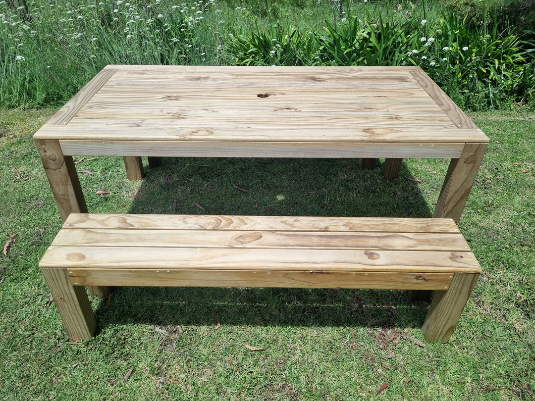 OUTDOOR TABLE AND BENCHES