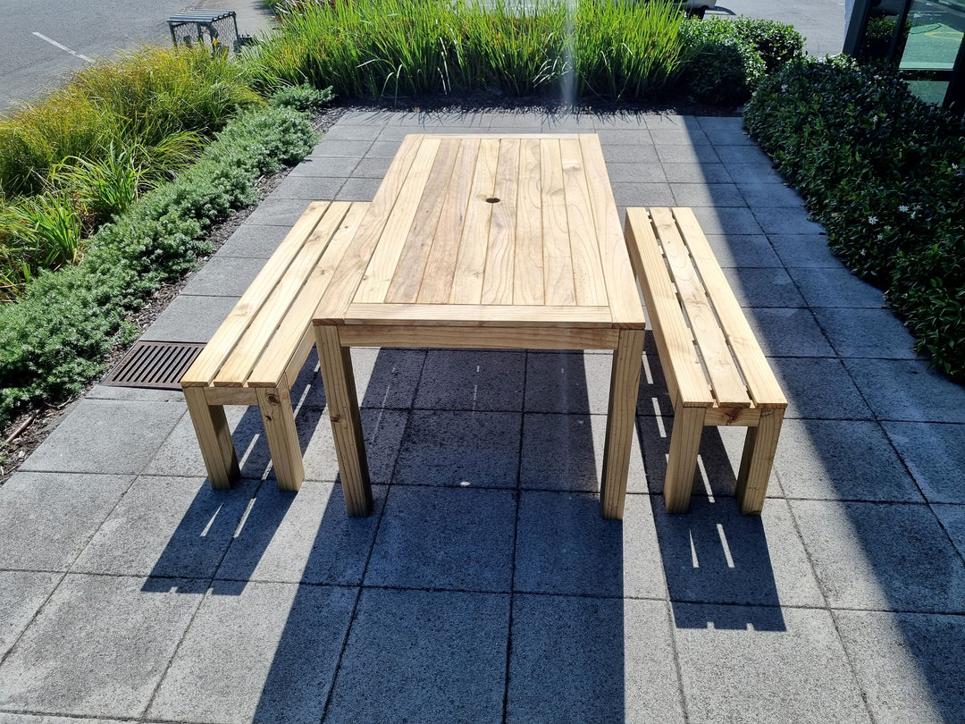 OUTDOOR TABLE AND BENCHES