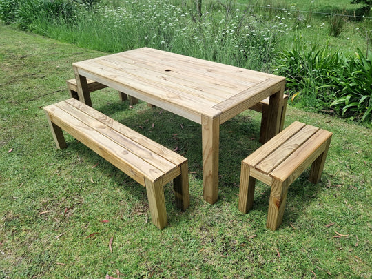 OUTDOOR TABLE WITH 4 BENCHES
