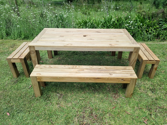 OUTDOOR TABLE WITH 4 BENCHES