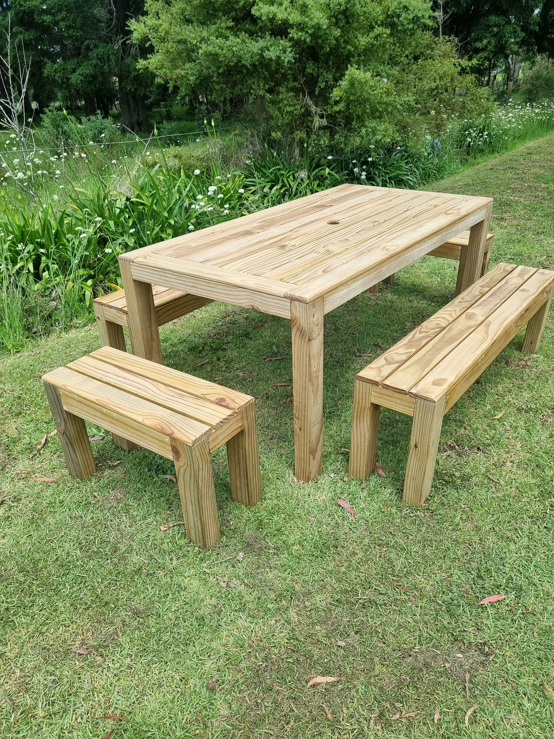 OUTDOOR TABLE WITH 4 BENCHES