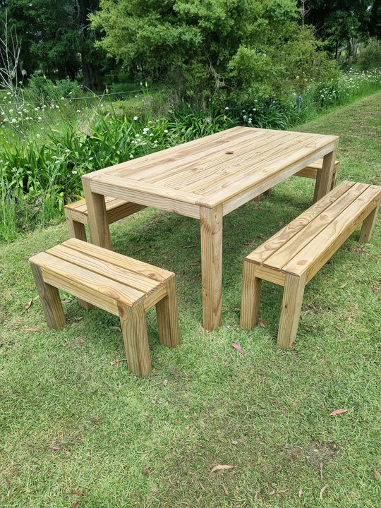 OUTDOOR TABLE WITH 4 BENCHES